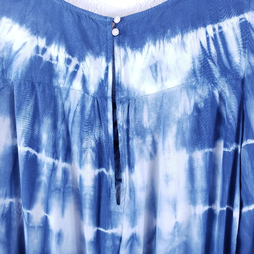 AMERICAN EAGLE Tie-Dye Ruffle Tassel Romper Sz S - Picture 9 of 10